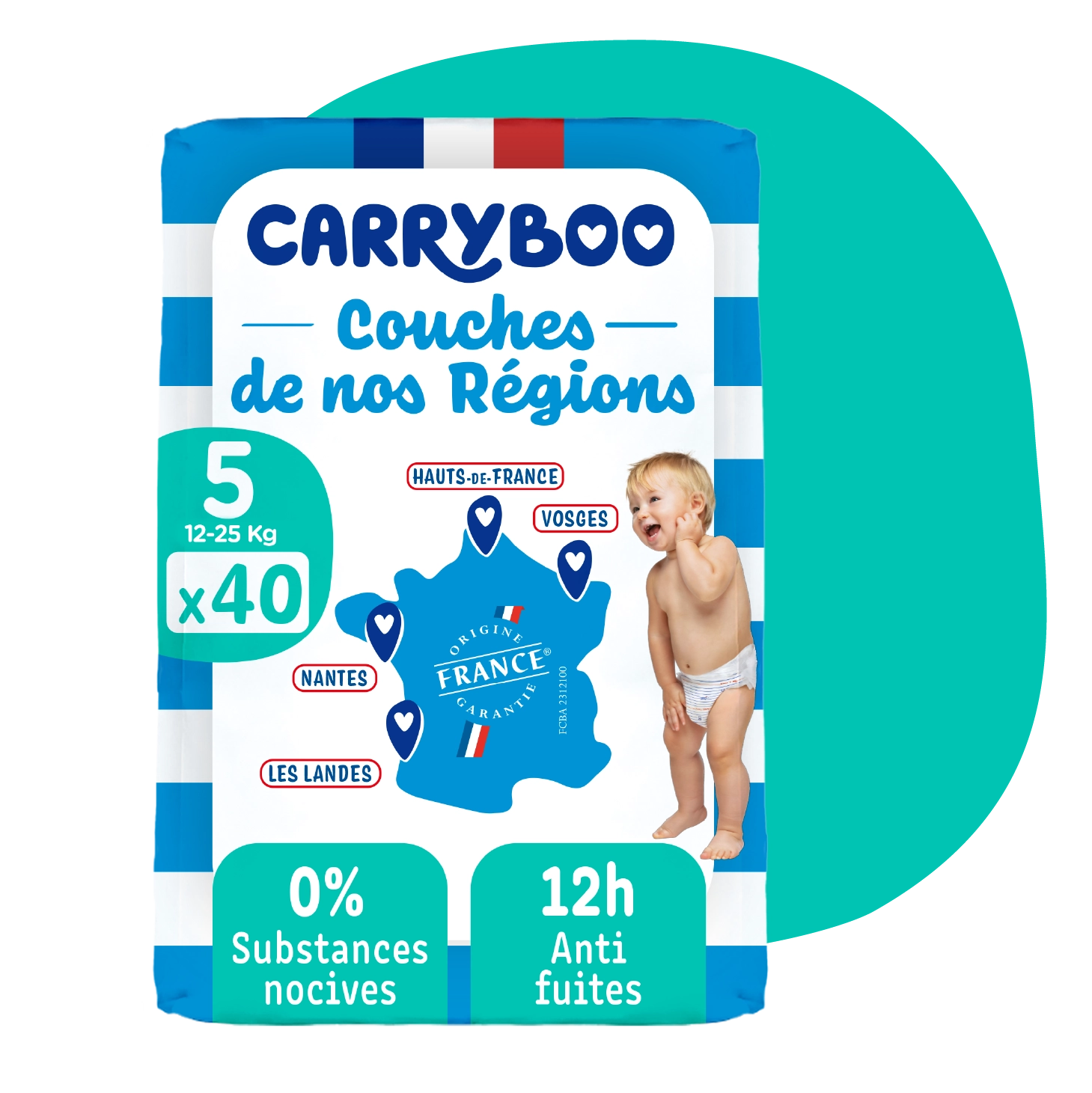 Carryboo Couches Écologiques Taille 5 (12-25kg) 40 unités