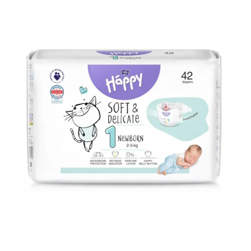 Couches Happy Taille 1 (2-5kg) 42 unités