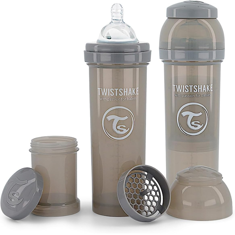 Biberons Anti-Coliques Twistshake 330ml – Lot de 2 – Gris – 2m+Biberons Anti-Coliques Twistshake 330ml – Lot de 2 – Gris – 2m+