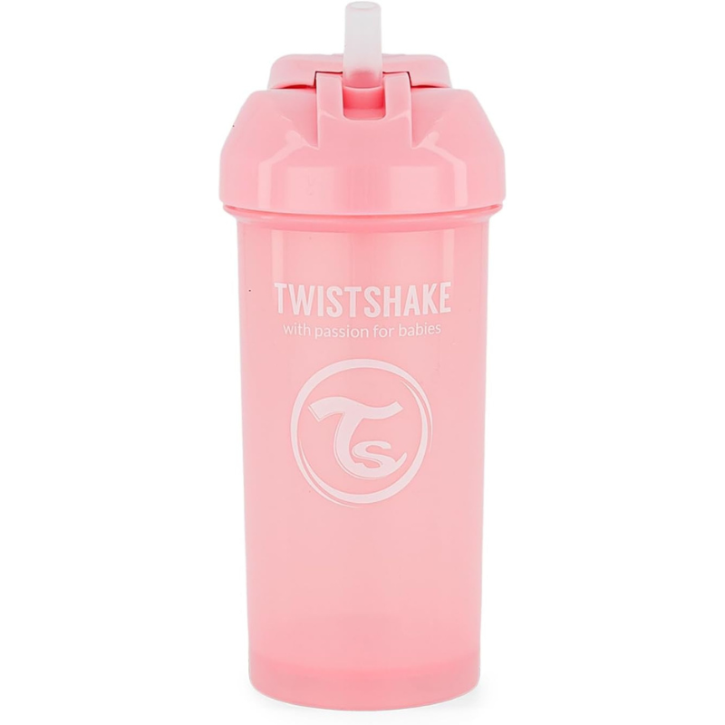 Gobelet à paille Twistshake 360 ​​ml - Rose perle - 6+m