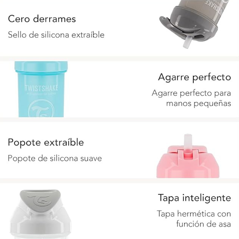 Gobelet à paille Twistshake 360 ​​ml - Beige- 6 mois plus