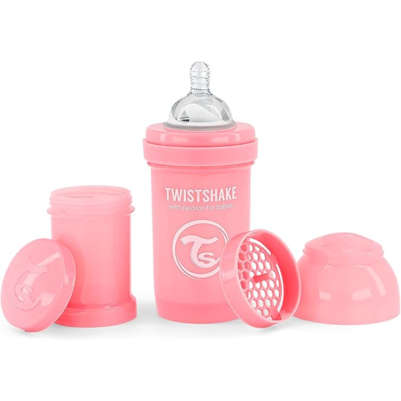Biberons Anti-Coliques Twistshake 180ml – Lot de 2 – Rose – 2m+