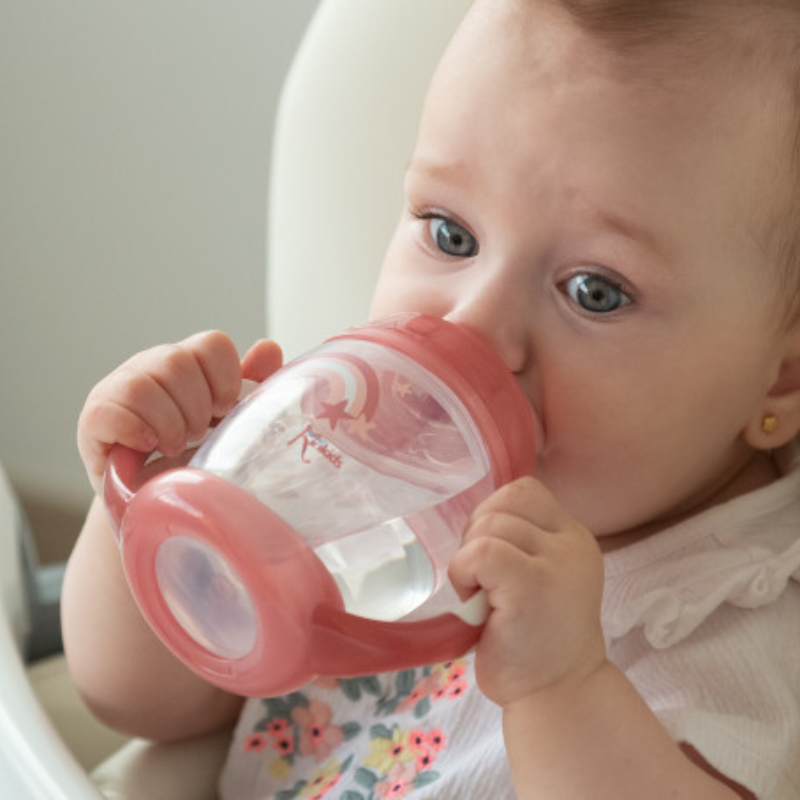 Tasse d&#039;apprentissage Rose Étape 1 – Brille dans le noir +6 MOIS