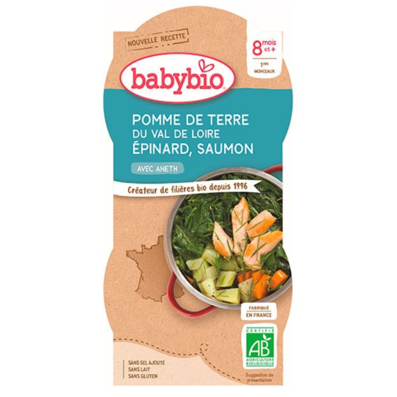 Babybio Bol Pomme de Terre Épinard Saumon – 2 x 200g
