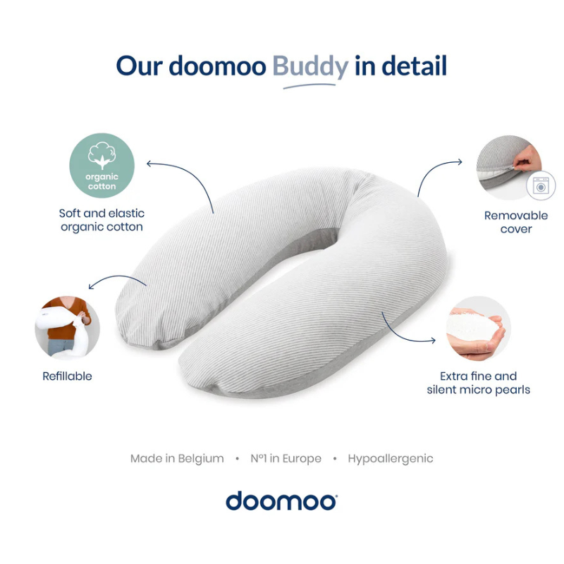 Coussin d&#039;Allaitement et Maternité Buddy  velours côtelé sable- Doomoo