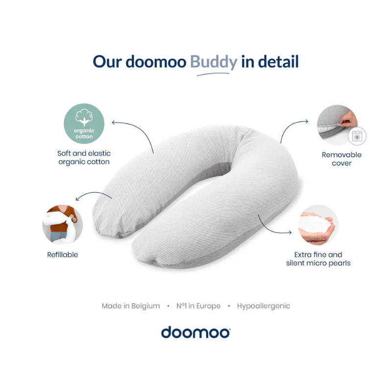 Coussin d&#039;Allaitement et Maternité Buddy Silver Dots - Doomoo