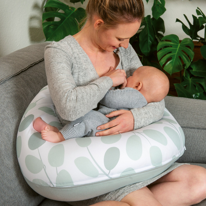 Coussin d&#039;Allaitement et Maternité Buddy  Feuilles Vert Aqua - Doomoo