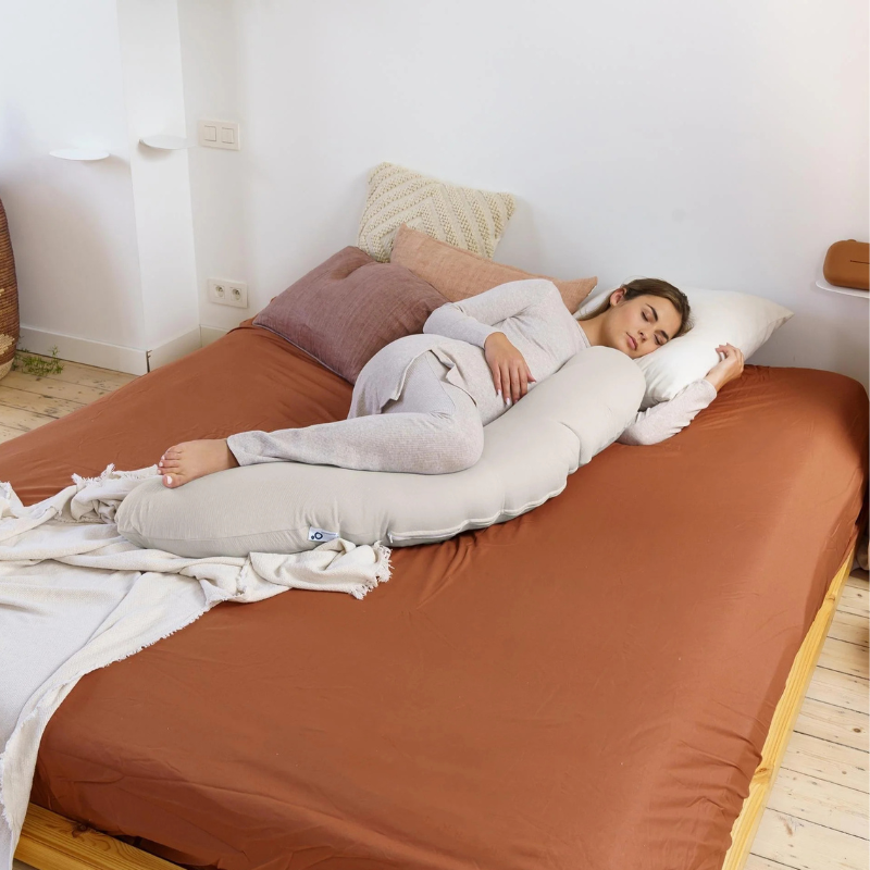 Coussin d&#039;Allaitement et Maternité Buddy  Tetra Jersey Sable - Doomoo