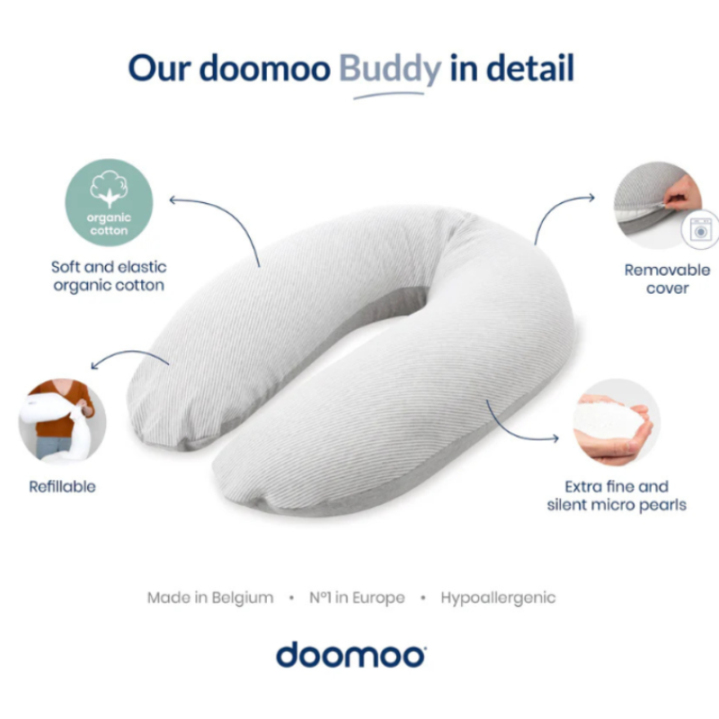 Coussin d&#039;Allaitement et Maternité Buddy  Tetra Jersey Sable - Doomoo