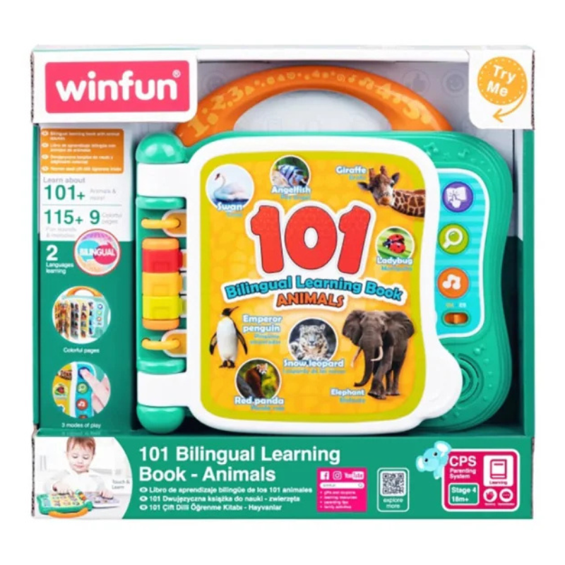 Livre d&#039;apprentissage bilingue -101 Animaux-  18m+  pour emmener partout – winfun
