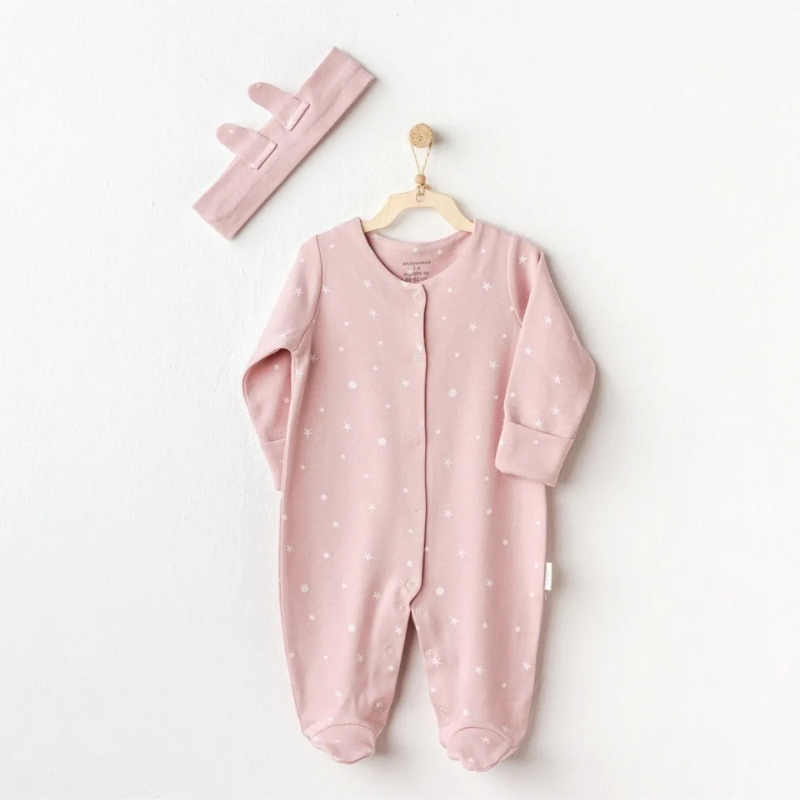 Andy Wawa Ac25044 Ensemble combinaison bébé gazelle chiot écru rose