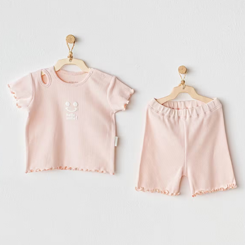 Ensemble 2 pièces de base pour bébé fille saumon, AC25900 Andywawa