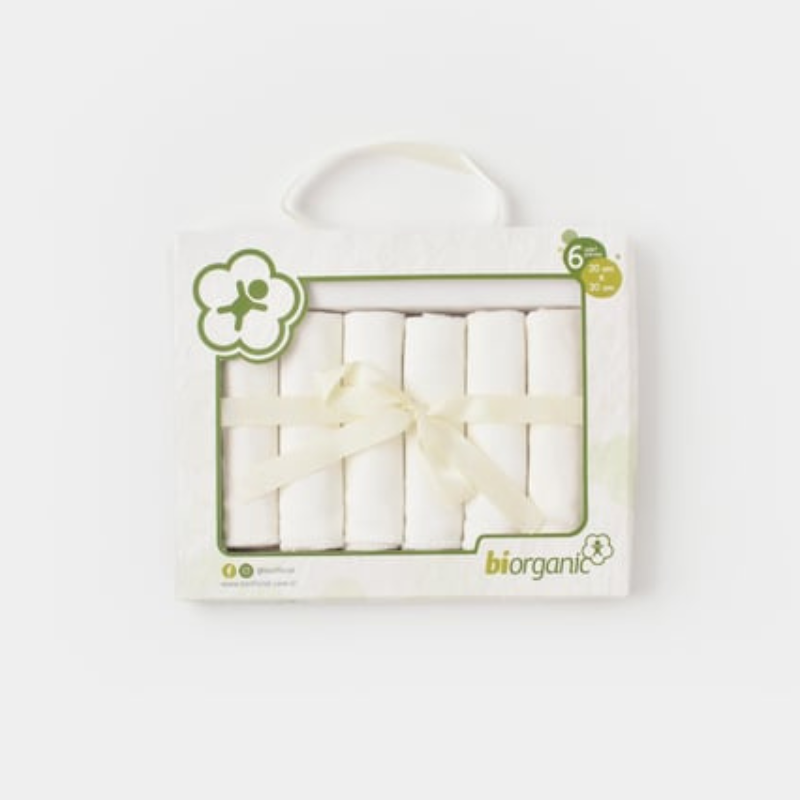 biorganic  Lingettes bio certifiées GOTS, lot de 6, 20 x 20 cm