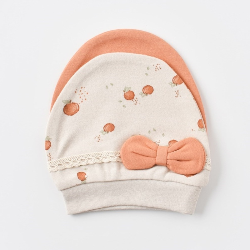 Lot de 2 bonnets bébé bio-organiques aux fruits d&#039;été 72201 Crème