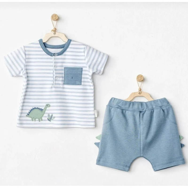 Ensemble 2 pièces dinosaure pour bébé, bleu – Andywawa