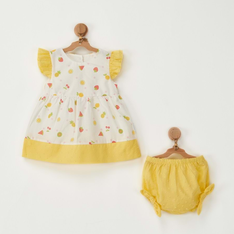 Ensemble robe  pour bébé fille - JAUNE - Andywawa