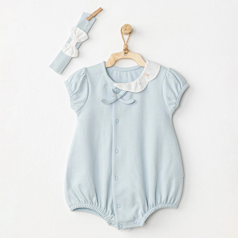 Ensemble barboteuse et bandeau pour bébé fille, motif oiseaux printaniers - Andywawa