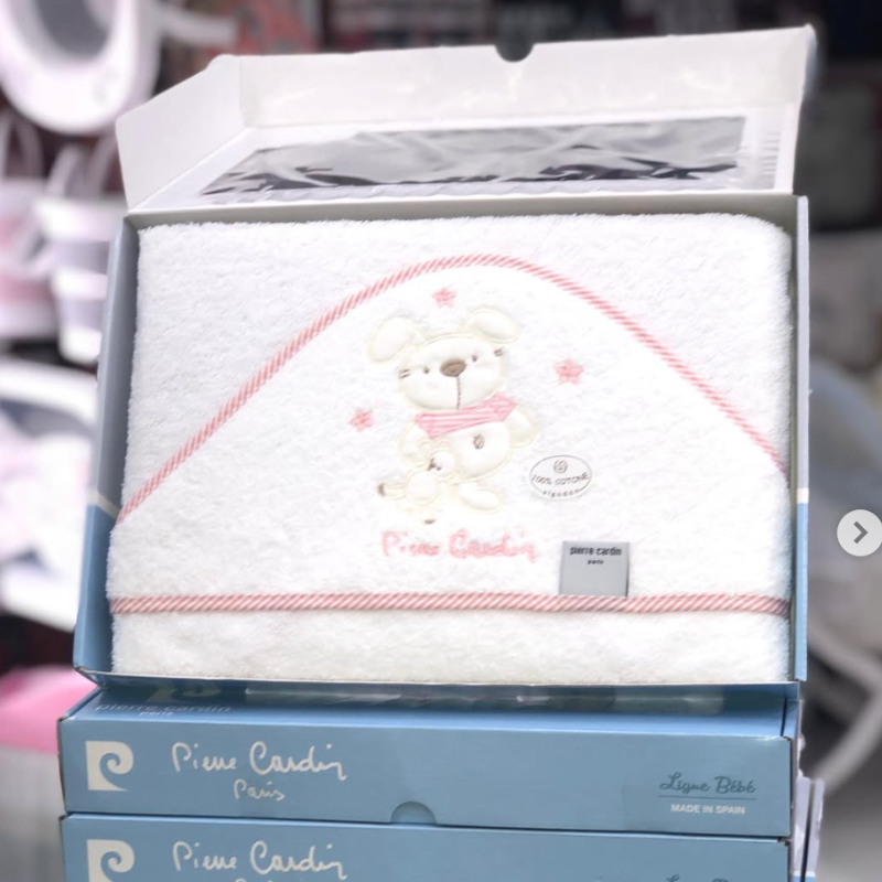 Serviette de bain à capuche Lapin Rose – Pierre Cardin