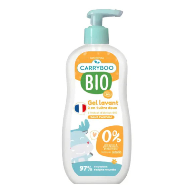 Gel lavant 2 en 1 Ultra doux à l&#039;extrait d&#039;abricot - Carryboo bio