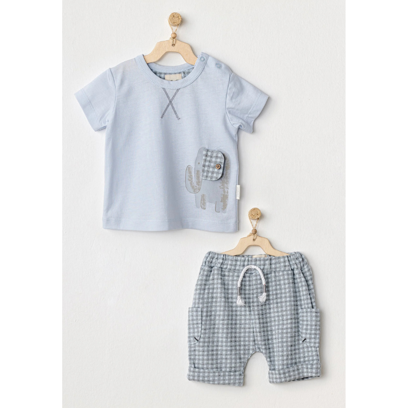 Ensemble Tenue d'été à carreaux bleus Safari Andywawa