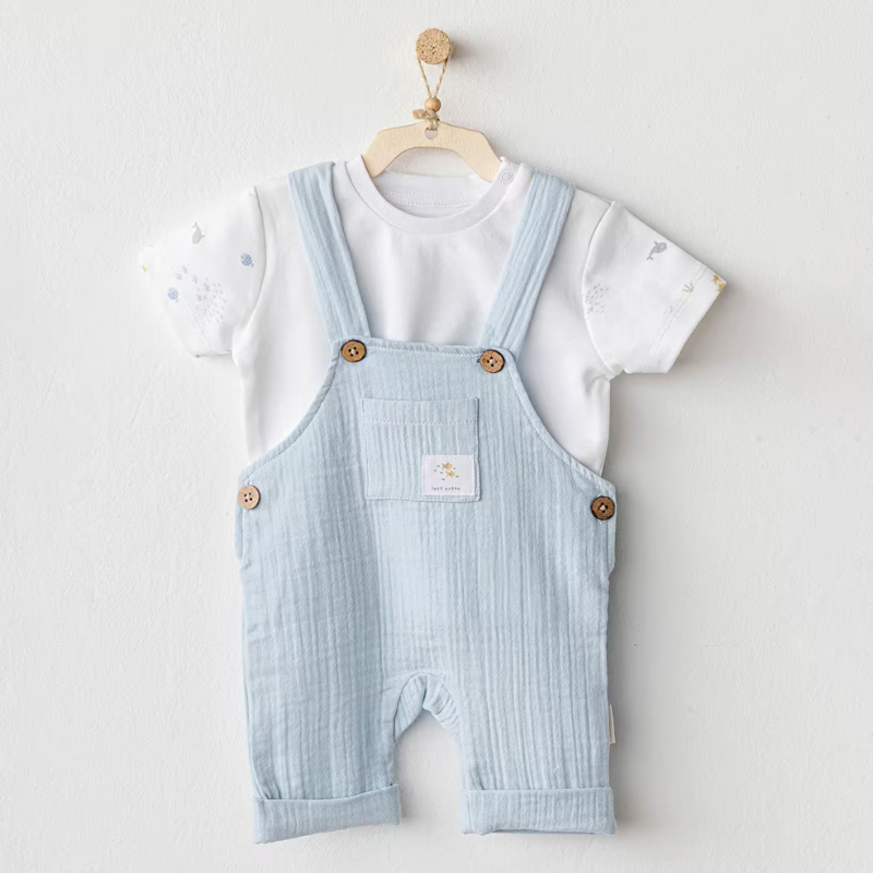 Ensemble salopette en mousseline pour bébé garçon AC25621- Andywawa